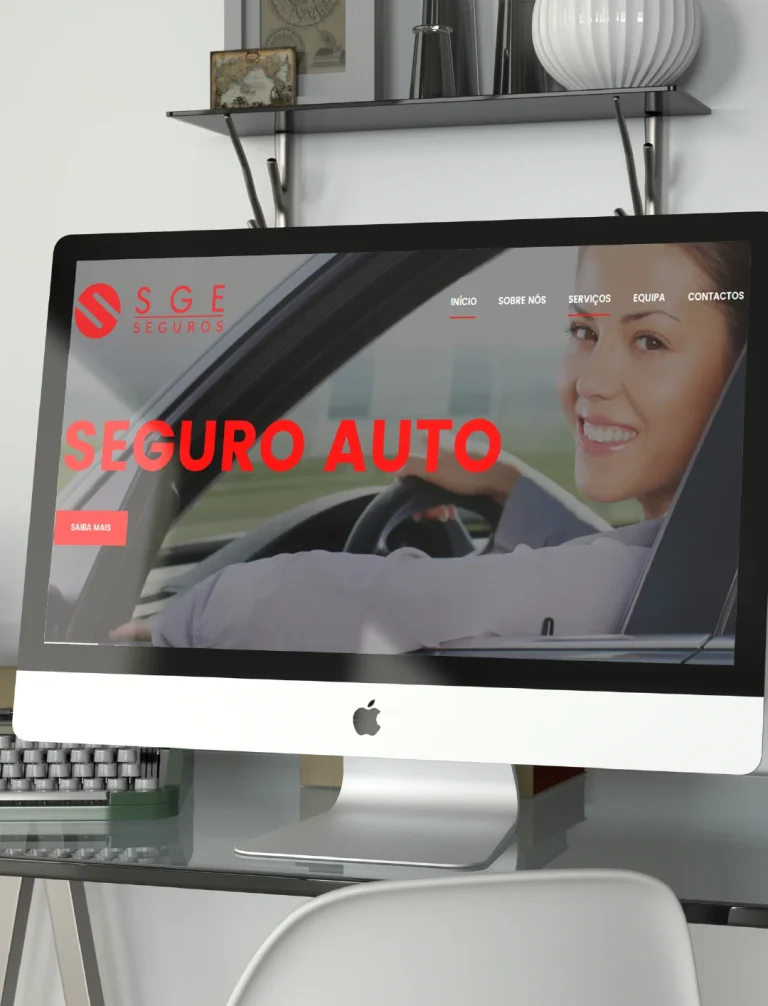 Mockup desktop do website SGE – Seguros